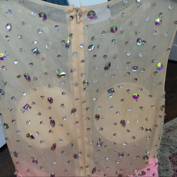 Pink Sparkle Fitted Ball Gown Prom Dress - Picture 10 of 14